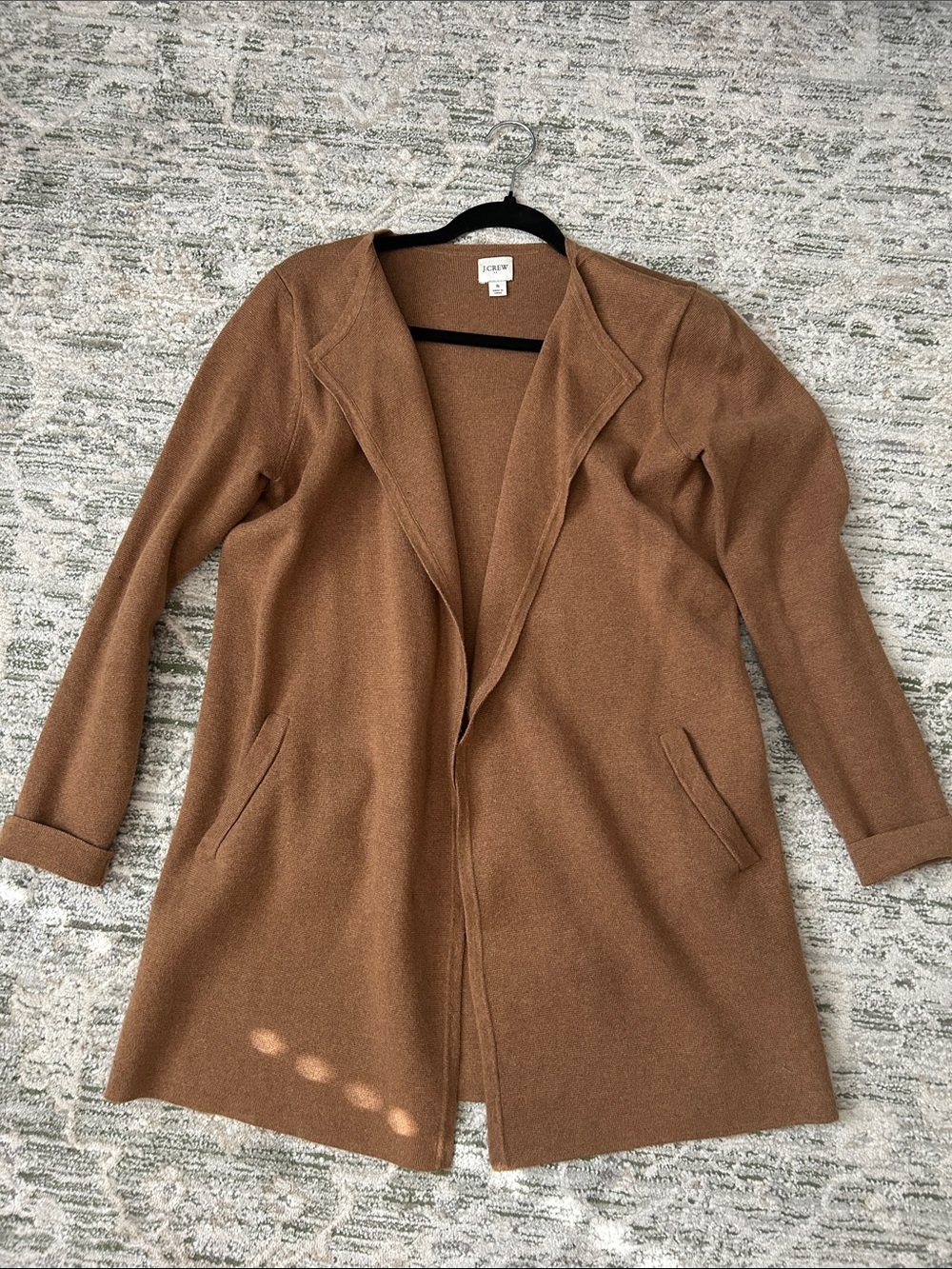 J. Crew Camel Brown Open-Front Coatigan